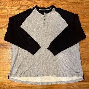 Cabela's Shirt Men's Heavy Long Sleeve Henley Green Beige Gray Size 3XL